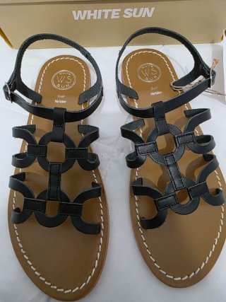Sandalias White Sun Piel Negra