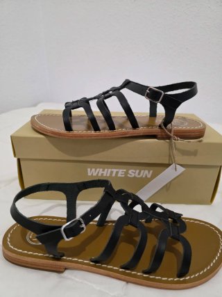 Sandalias White Sun Piel Negra