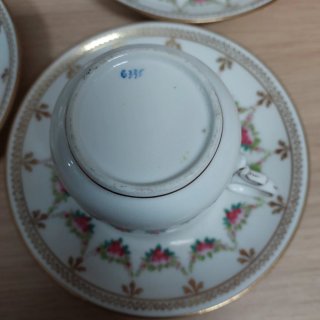 Set Tè Ceramica Vintage Oro e Bianco