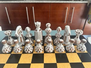 Juego de Ajedrez Sargadelos Cerámica Azul y Marrón