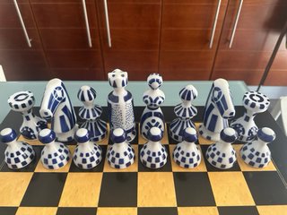 Juego de Ajedrez Sargadelos Cerámica Azul y Marrón