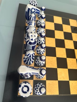 Juego de Ajedrez Sargadelos Cerámica Azul y Marrón