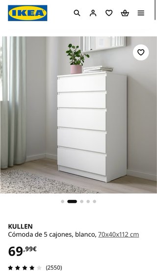 Cómoda IKEA Kullen 5 cajones