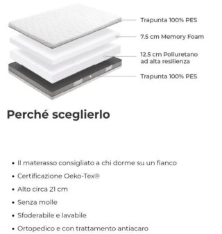 Materasso Matrimoniale M-Lily Memory Superior.