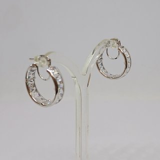 Pendientes Aro Oro Blanco Circonita Baguette