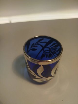 Bicchieri liquore vintage blu e argento