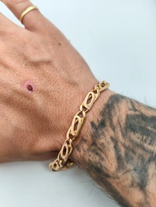 Pulsera Oro 18k estilo Italiana eslabón doble oval