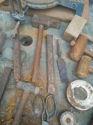 Lote herramientas antiguas de artesano