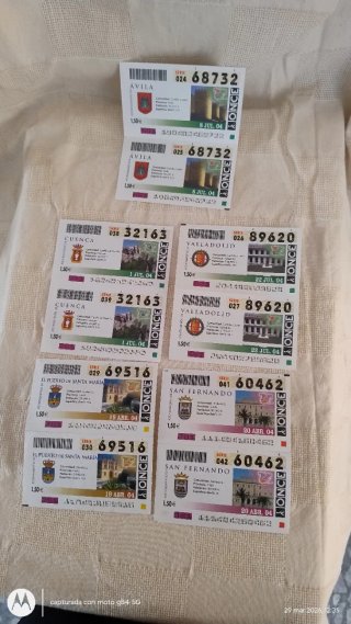 Lote 20 cupones ONCE 2004
