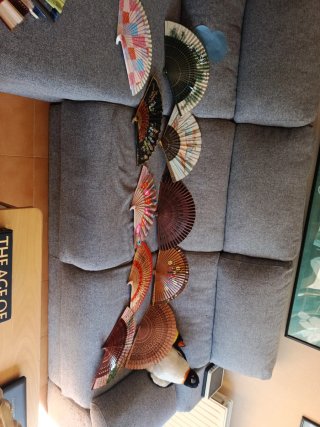 10 Abanicos Vintage Tela Pintados a Mano