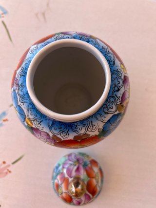 Vaso Poutiche Ceramica Cinese Fiori