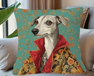 Funda cojín perro elegante diseño floral