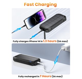 Batería externa solar 26800mAh inalámbrica