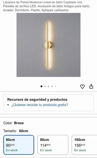 Lámpara de pared 100cm metal y plástico