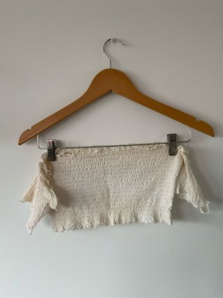 Top bandeau nido de abeja blanco
