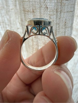 Anel Prata 925 Topázio Azul