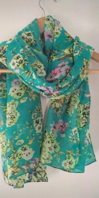 Fular/Pareo Estampado Floral Turquesa