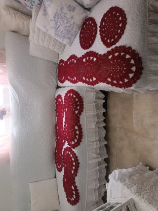 Conjunto tapetes ganchillo burdeos Algodón 100%