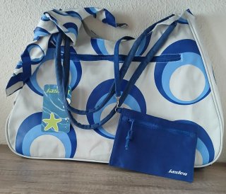 Bolso de playa Jaslen azul y blanco