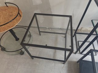Conjunto Muebles Metal y Cristal