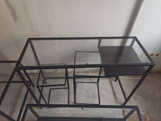 Conjunto Muebles Metal y Cristal