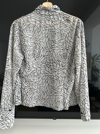 Camicia donna fantasia rose bianco nero
