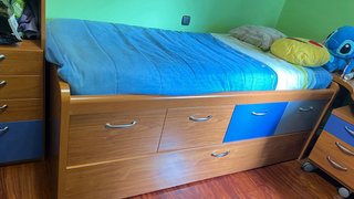 Cama nido 90  + Escritorio + mesa centro Cristal