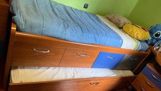 Cama nido 90  + Escritorio + mesa centro Cristal
