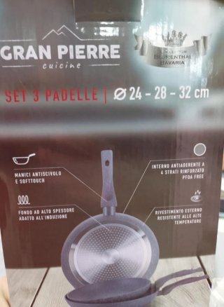Set 3 Padelle Gran Pierre 24-28-32cm