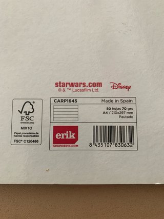 Cuaderno Star Wars A4