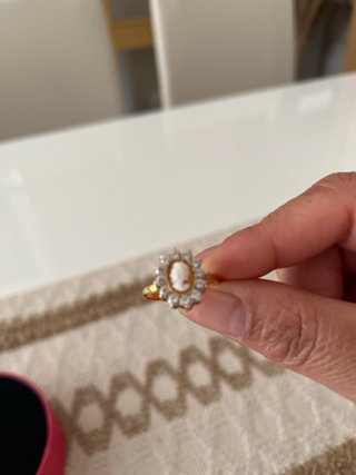 Anillo Oro 18k Camafeo Circonitas