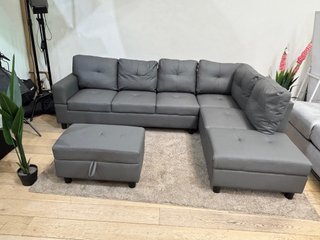 Sofá Rinconera Gris 243cm Piel Sintética