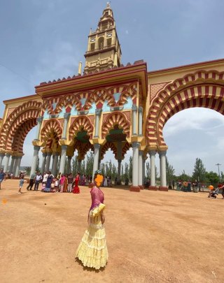 Vestido Flamenca Amarillo y encaje Ana Barroso