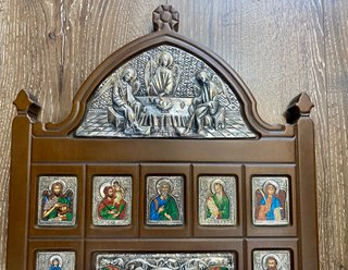Retablo bizantino con 18 iconos en plata