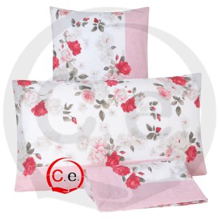 Set Lenzuola Floreale Rosso Bianco