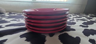 JUEGO 6 PLATOS ROJOS ENTREMESES + 1 TOMBA TRUITES
