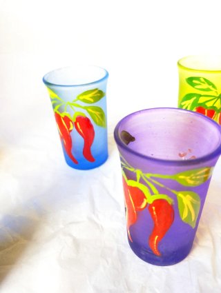 6 Bicchieri Shot 40ml Decorati Peperoncino
