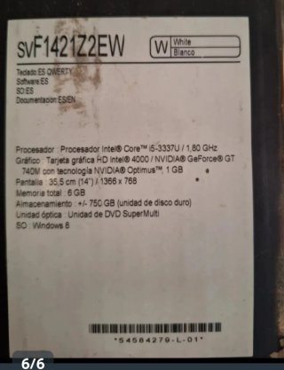 Portátil Sony Vaio Blanco Fit 14
