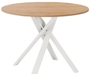 Mesa comedor efecto roble y blanco