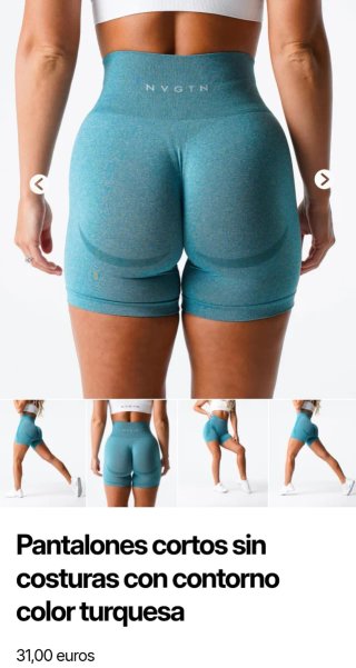 NVGTN Leggings Cortos Color Azul-Sin costuras