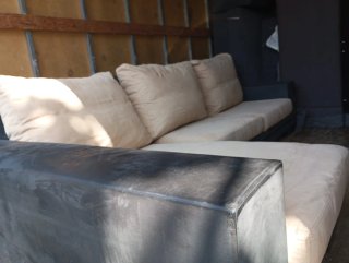 Sofá modular beige de tela