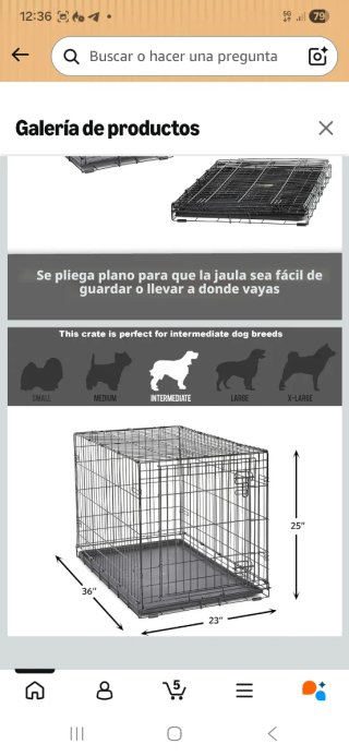 Jaula para perro 93x58x63 cm