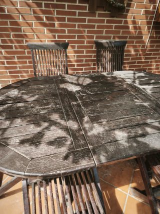 Mesa y 6 Sillas de Exterior Madera Maciza