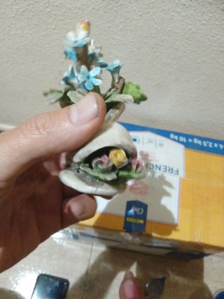 Figuras porcelana elefante y flores colección
