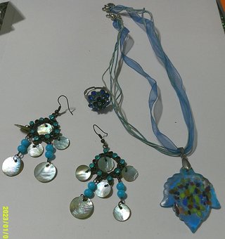 Set Collana Orecchini e Anello Blu