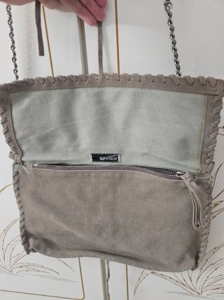 Bolso piel vuelta/serraje bandolera