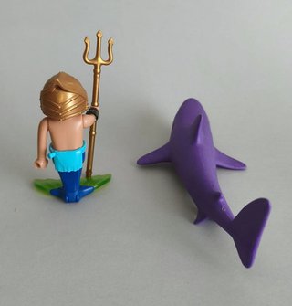 Playmobil Tritón con Tiburón Morado y Gris