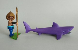 Playmobil Tritón con Tiburón Morado y Gris