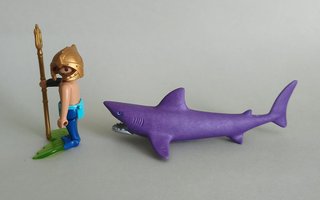Playmobil Tritón con Tiburón Morado y Gris