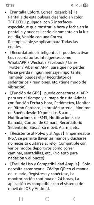 Pulsera Reloj Actividad Inteligente Negra